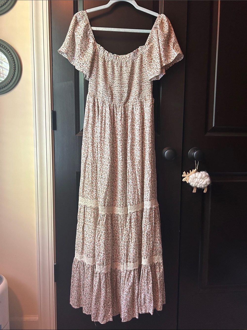 in loom Floral Flutter Sleeve Smocked Maxi Dress